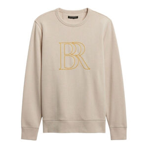 Banana Republic Oyster Pearl Logo Crew Neck Sweatshirt Sz M | Soft Fleece Neutra